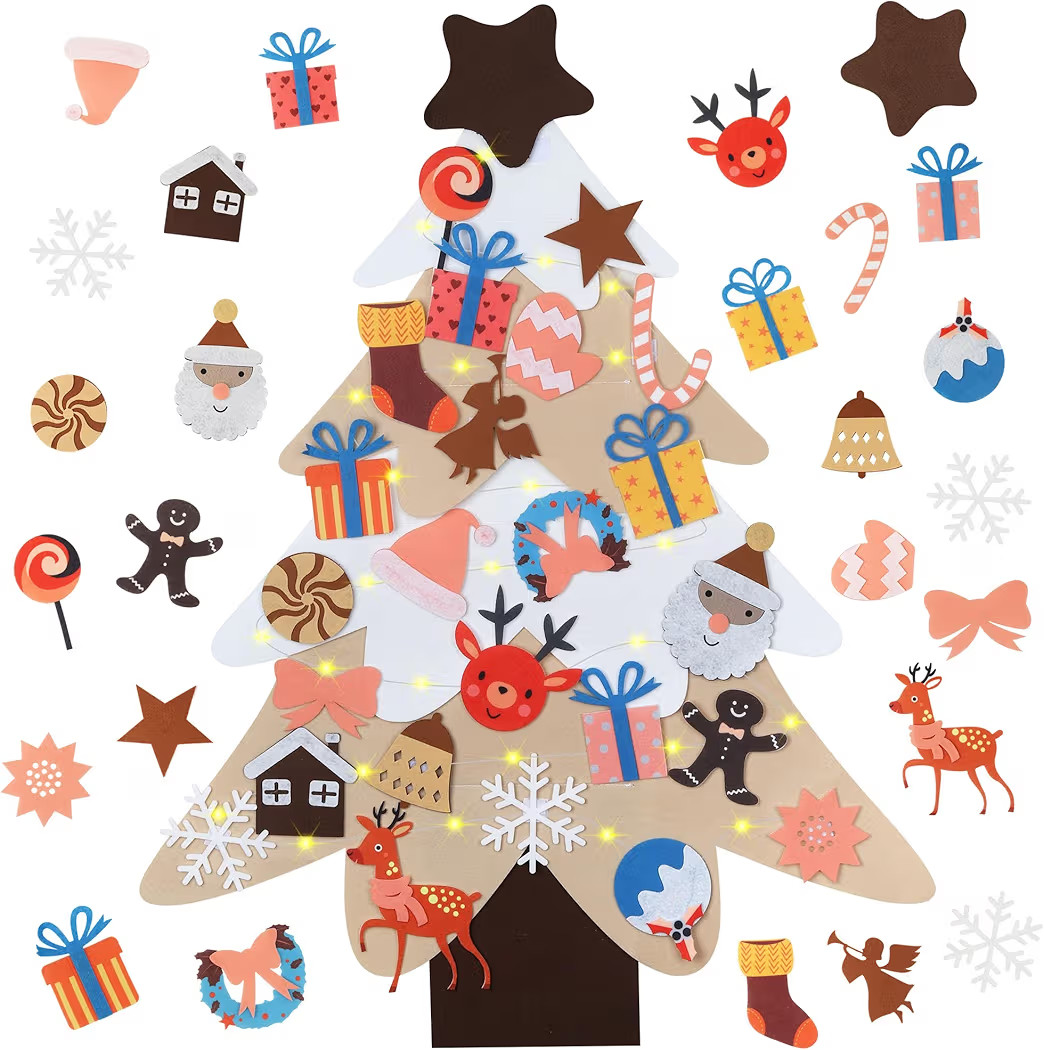Lemrok ​​Montessori DIY Felt Christmas Tree for Toddlers, 3.3FT Wall Hanging Tree with 26 Det... | Amazon (US)