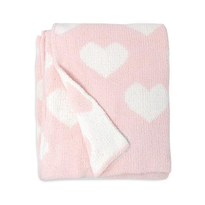 Living Textiles Pink Hearts Chenille Soft Baby Blanket Premium Cozy Fabric for Best Comfort - for... | Amazon (US)