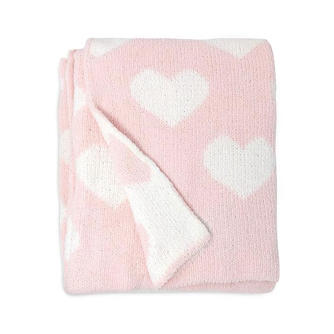 Living Textiles Pink Hearts Chenille Soft Baby Blanket Premium Cozy Fabric for Best Comfort - for... | Amazon (US)
