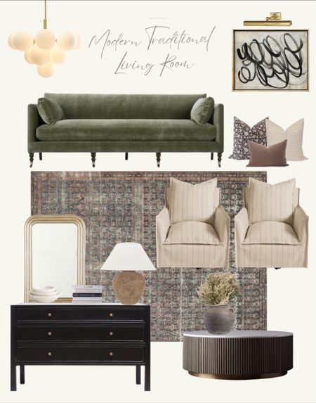 Styled: layered cozy living room. 


Velvet couch, French seam arm chairs, McGee lamps, gold arched mirror, round coffee table, drum coffee table, Amber Lewis Loloi rug, bubble chandelier 

#LTKhome