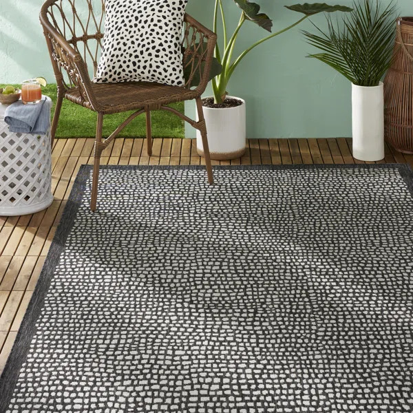 TOMMY BAHAMA Marlin Transitional Indoor/Outdoor Area Rug, Black | Wayfair North America