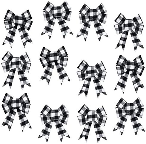 Iconikal Decorative Bows, 5 x 7 inches (White Buffalo Plaid) 12-Pack | Amazon (US)