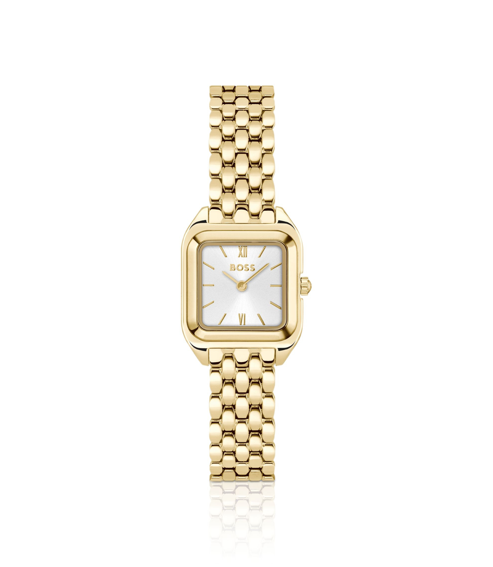 Mae Petite Uhr in Gold-Optik mit quadratischem Gehäuse | Hugo Boss DE