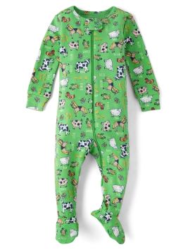 Unisex Baby And Toddler Farm Animal Snug Fit Cotton Footed One Piece Pajamas - rolling hills | The Children's Place