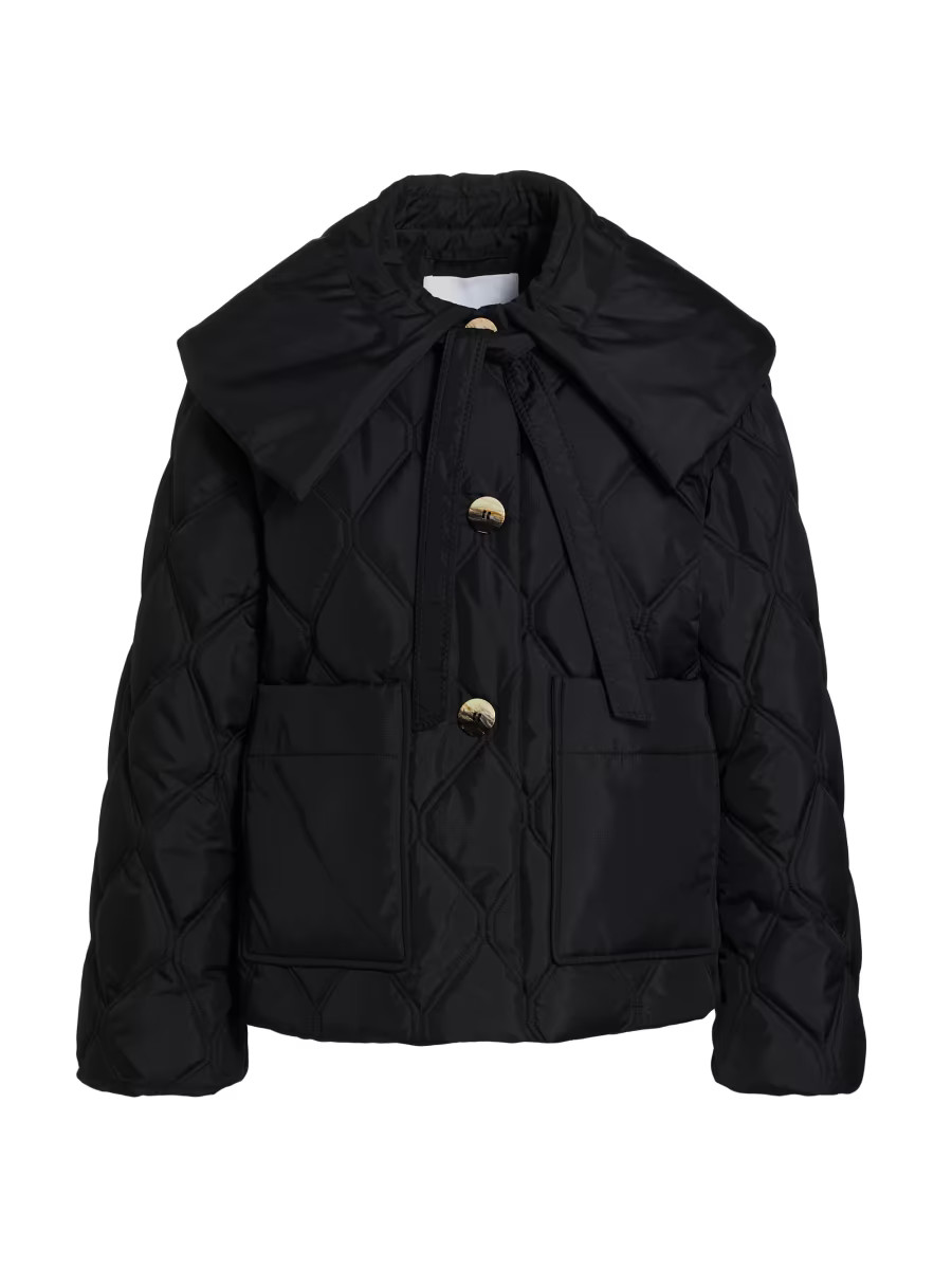 GANNI Ripstop Quilted Big Collar Jacket | Saks Fifth Avenue