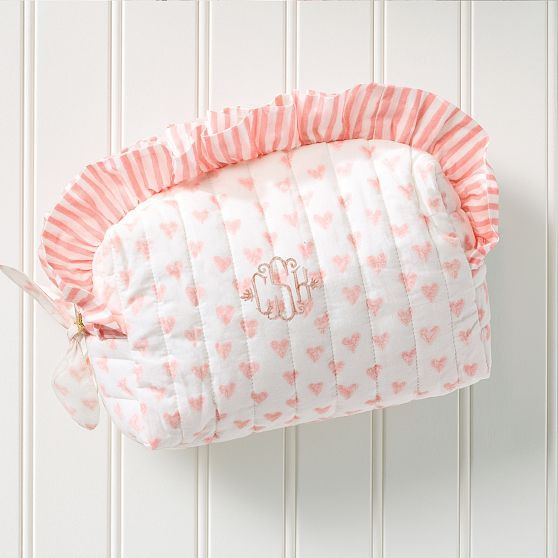 Block Print Ruffle Cosmetic Pouch | Mark and Graham