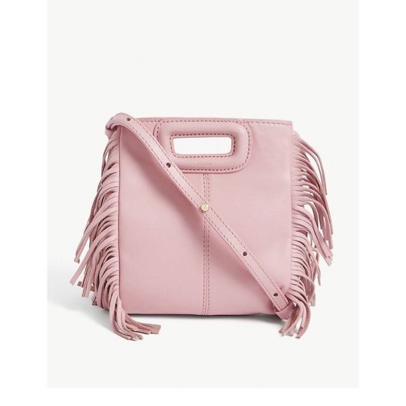 NEW Maje mini M sac pink suede fringe handbag | Poshmark