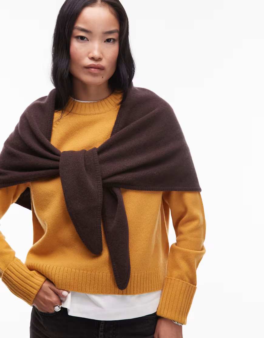 & Other Stories wool triangle scarf in dark brown | ASOS (Global)
