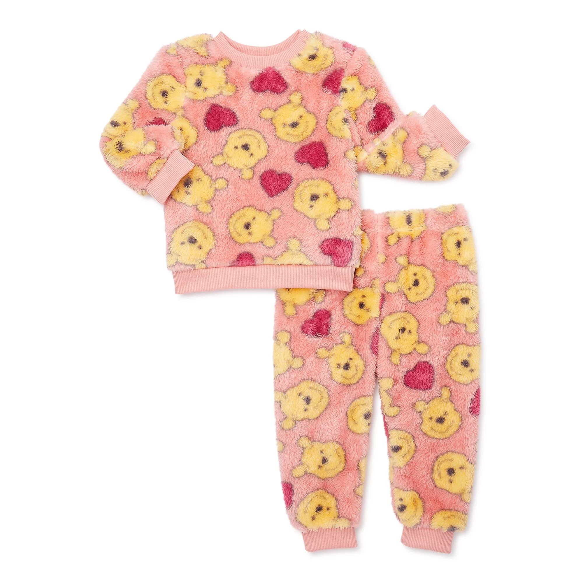 Disney Winnie The Pooh Baby Girls Long Sleeve Top and Pants Faux Sherpa Set, 2-Piece, Sizes 0/3-2... | Walmart (US)