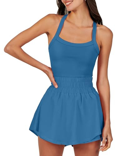 ANRABESS Womens Mini Tennis Dresses Skort Summer Sleeveless One Piece Workout Romper Dress with Shorts Athletic 2026 Outfit Small | Amazon (US)