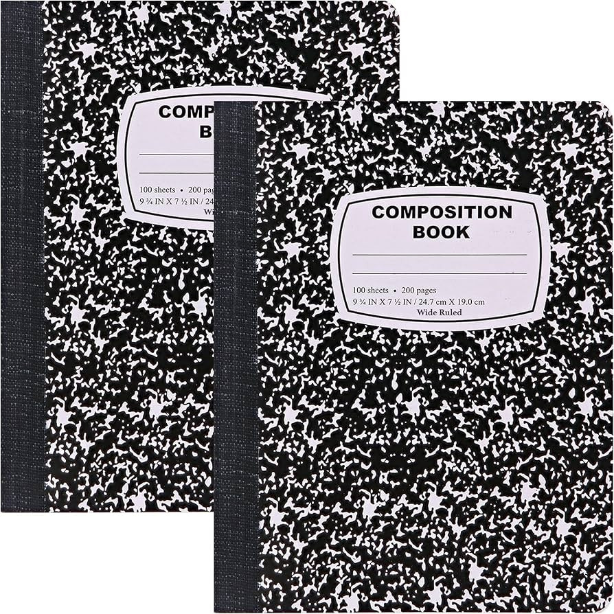 Emraw Marble Composition Notebook Wide Ruled Black and White Composition Books 100 Sheets (2 Pack... | Amazon (US)