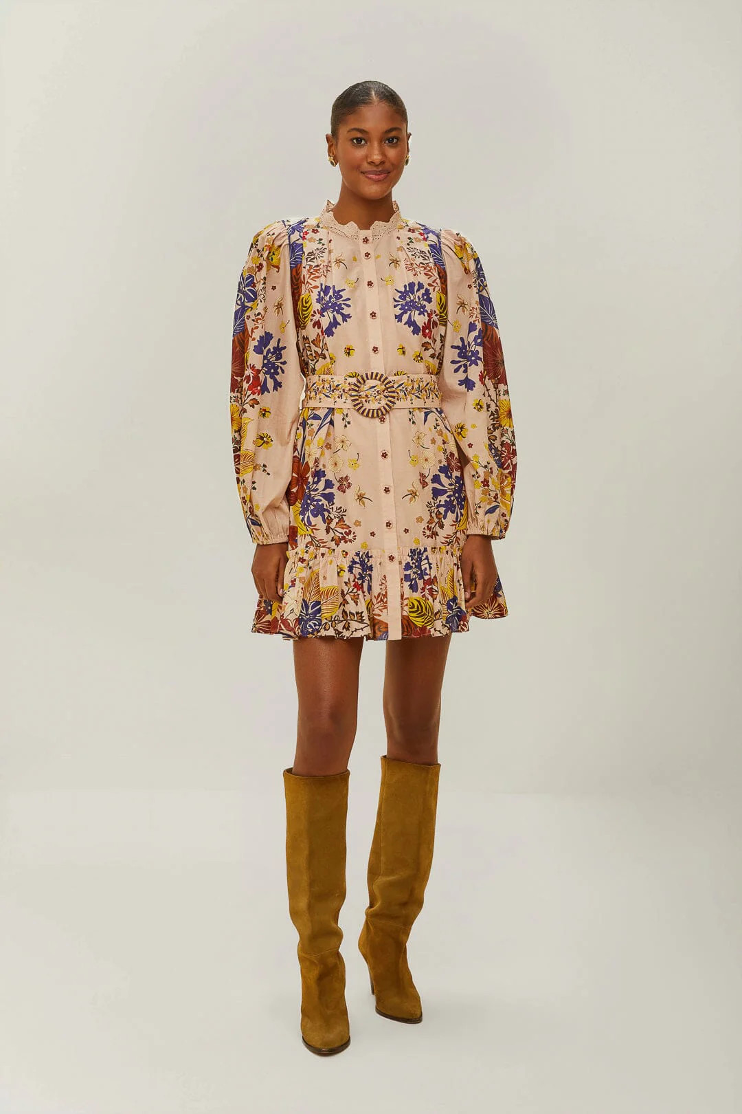 Pink Beauty Bouquet Puff Sleeve Mini Dress | FarmRio (US)