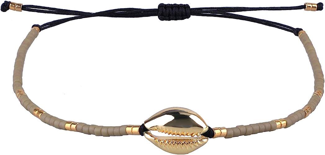 KELITCH Gold Shell Cowry Seed Beaded Bracelets Chic Beach Seashell Strand Bracelets for Girl | Amazon (US)