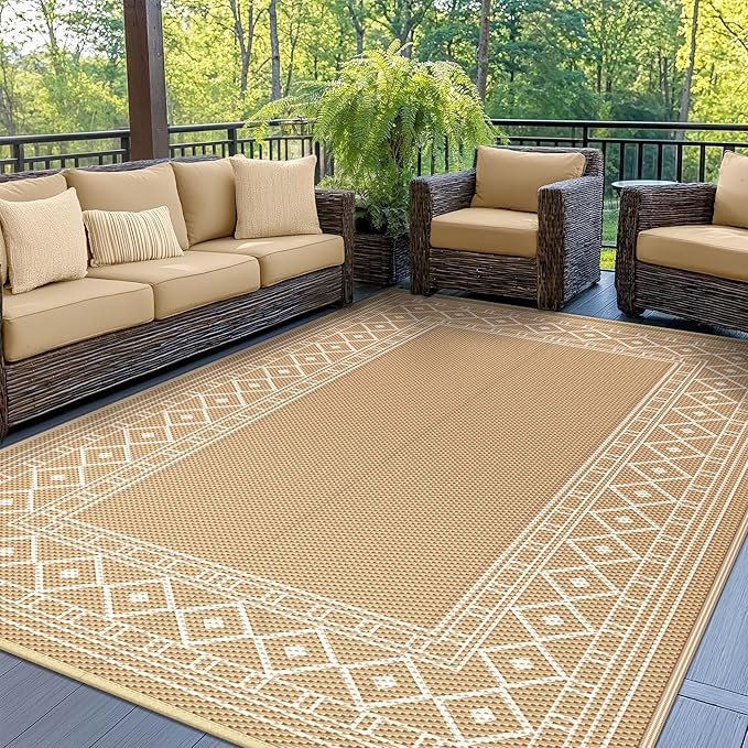GENIMO Outdoor Rug 5'x8' Waterproof for Patio Decor, Reversible Outdoor Plastic Straw Rug Carpet,... | Amazon (US)