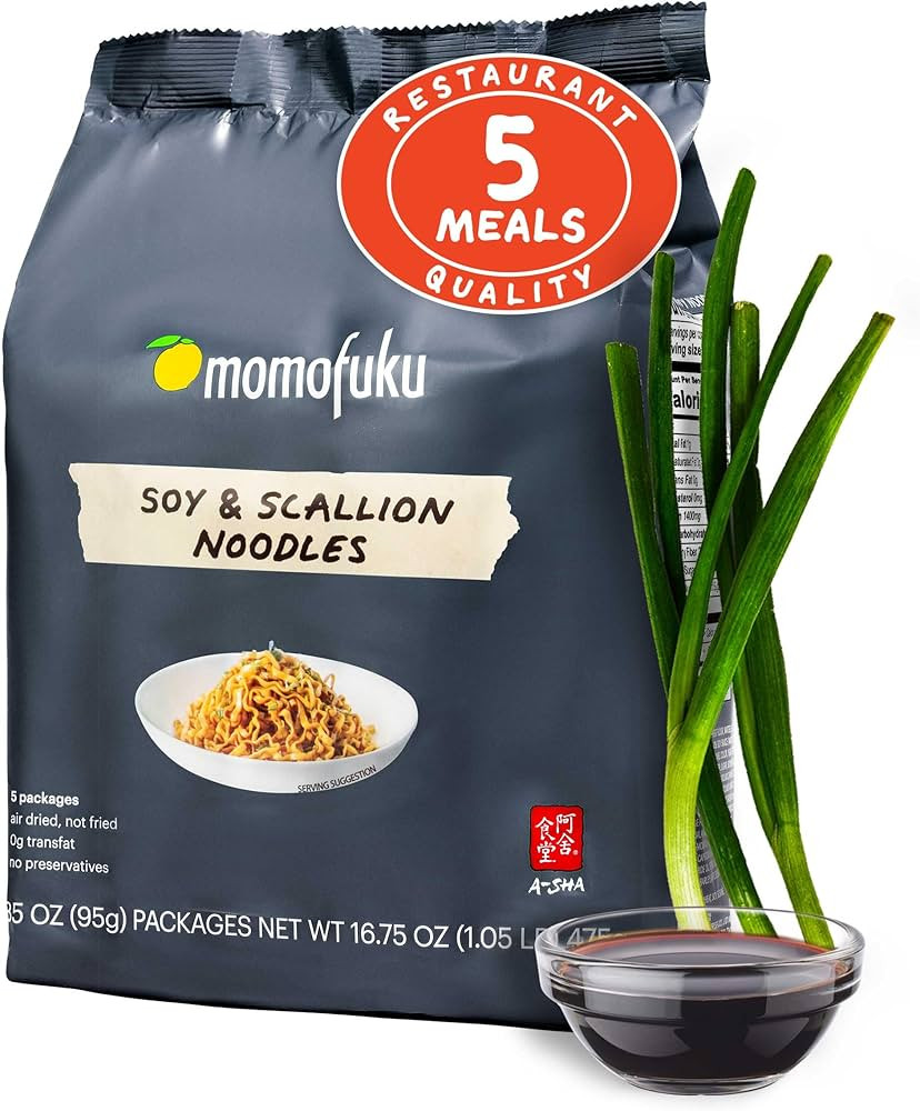 Momofuku Soy & Scallion Ramen Noodles by David Chang, 5 Count (Pack of 1) Air-Dried Vegan Instant... | Amazon (US)