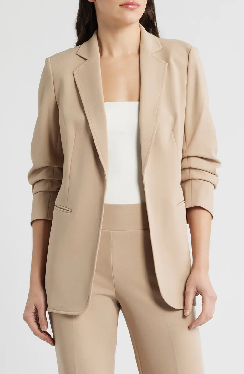 Scrunch Sleeve Open Front Jacket | Nordstrom