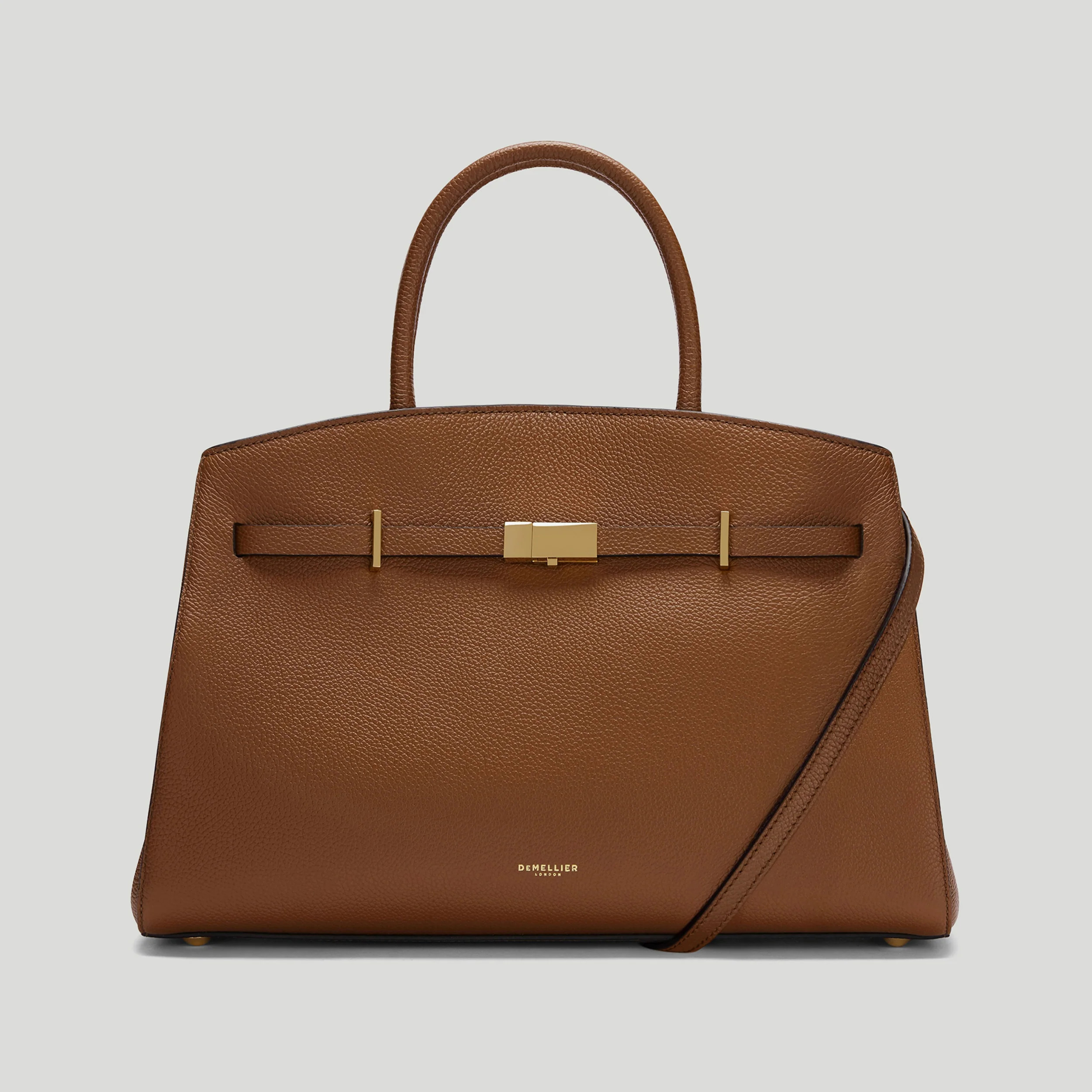 DeMellier The Midi Hudson in Tan Small Grain Leather Crossbody bag | DeMellier