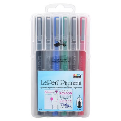 Marvy Uchida® LePen® Pigment Pens, Primary Colors, Pack of 6 | Target