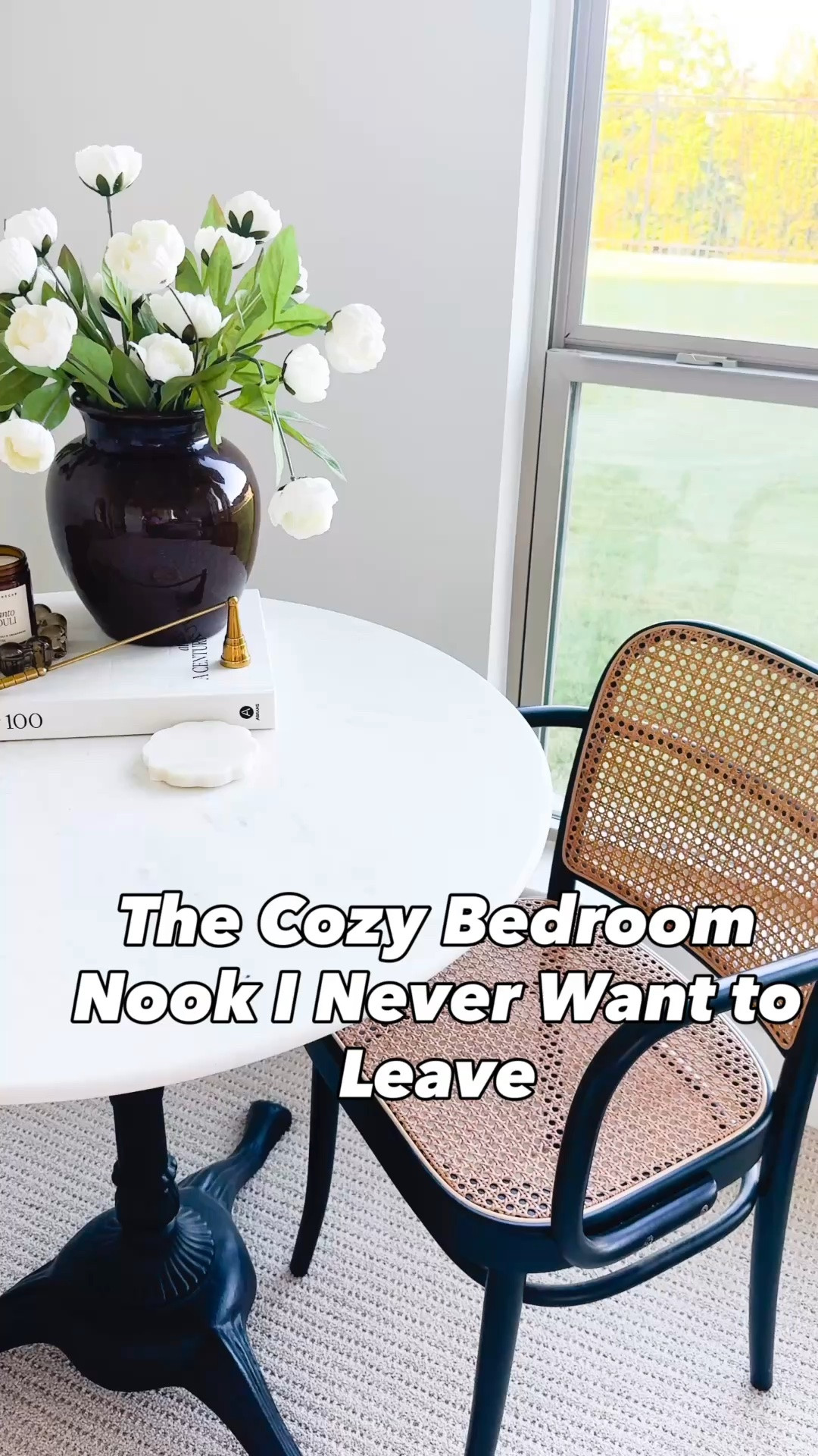 Creating a cozy bedroom nook doesn’t have to be complicated. A few timeless pieces like a marble bistro table, cane dining chairs, a beautiful ceramic vase, faux florals, coffee table books, and warm candlelight instantly transformed this corner into my favorite place to unwind with a book or morning coffee. I’m linking everything I used to style this cozy reading nook along with more neutral home decor, bedroom furniture, designer-inspired decor, and affordable home finds that help create an elevated, collected look for less. If you’re looking for bedroom nook ideas, cozy corner inspiration, neutral home decor, reading nook decor, marble bistro table styling, or designer-inspired home accents, you’ll love these finds.

#LTKHome #LTKvlog #LTKSaleAlert