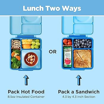 Omie OmieBox Kids Insulated Leakproof Bento Lunch Box with Food Jar (Blue Sky) | Amazon (US)