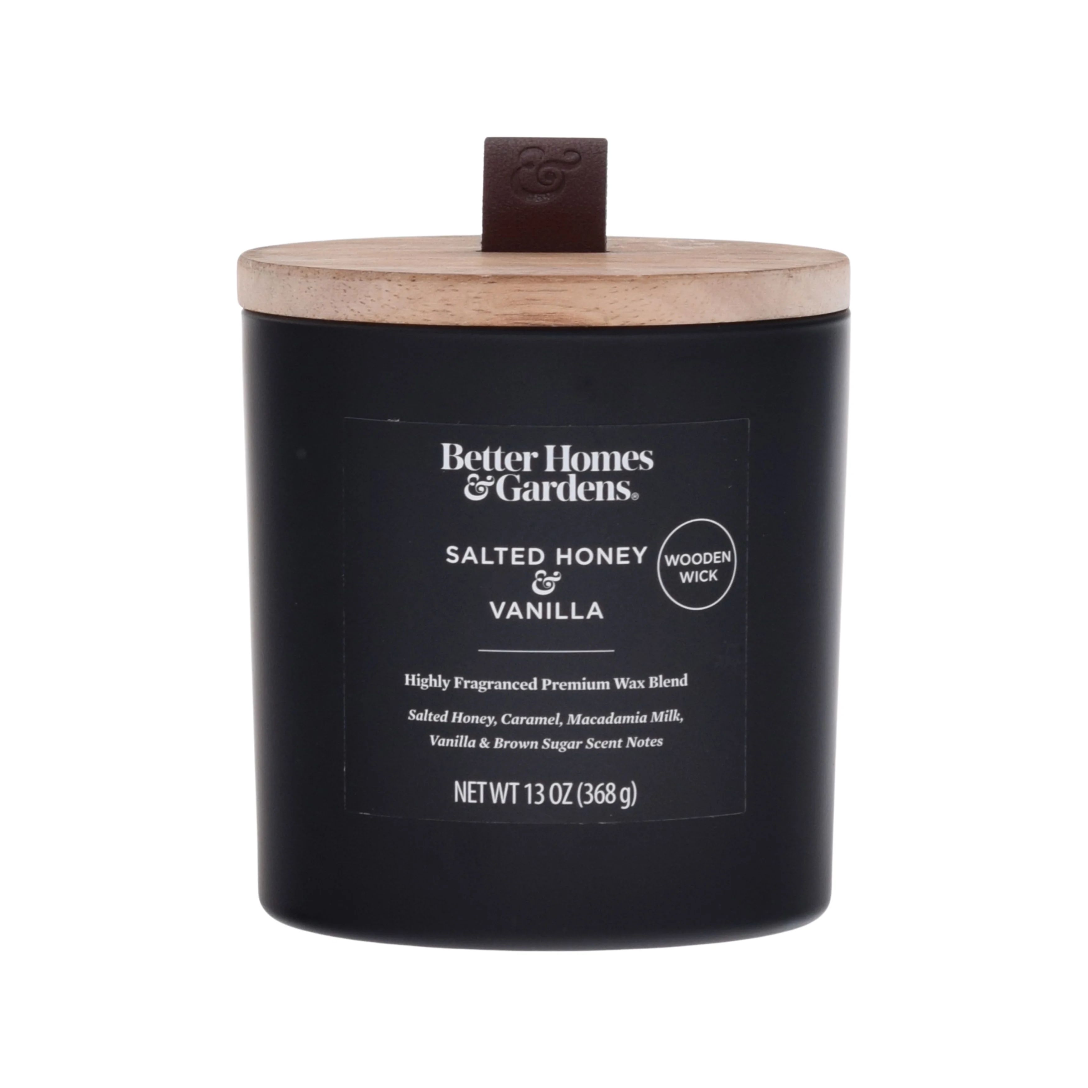 Better Homes & Gardens 13oz Salted Honey & Vanilla Scented Wooden Wick Jar Candle | Walmart (US)