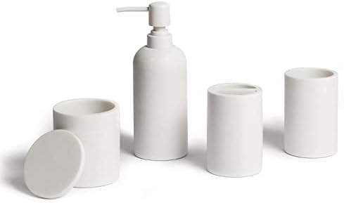 Jo Lavie Bathroom Accessories Crystal White Set of 4, Bathroom Organization, Bathroom Accessory S... | Amazon (US)