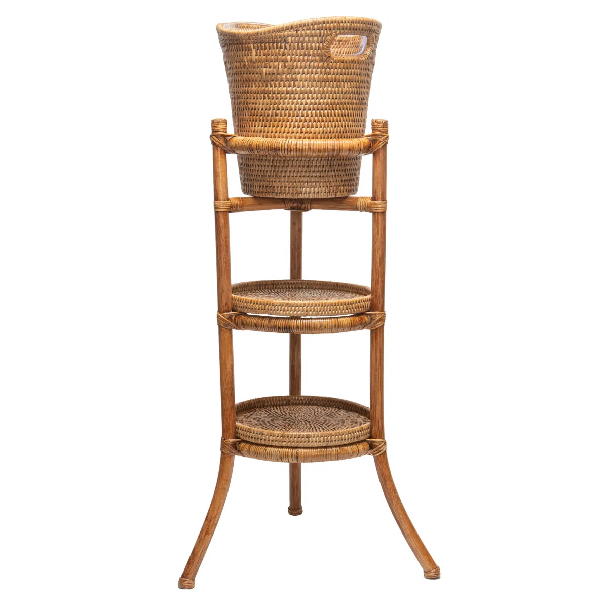 La Jolla Acrylic Champagne Bucket in Rattan Basket with with Stand, Honey-Brown | Wayfair North America