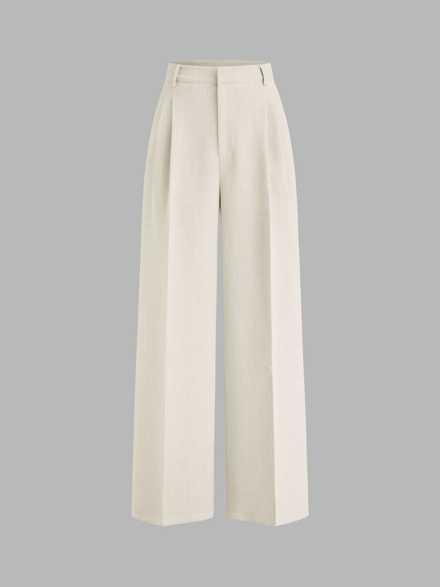 Woven Mid Rise Pleated Pocket Straight Leg Trousers For Work | Cider