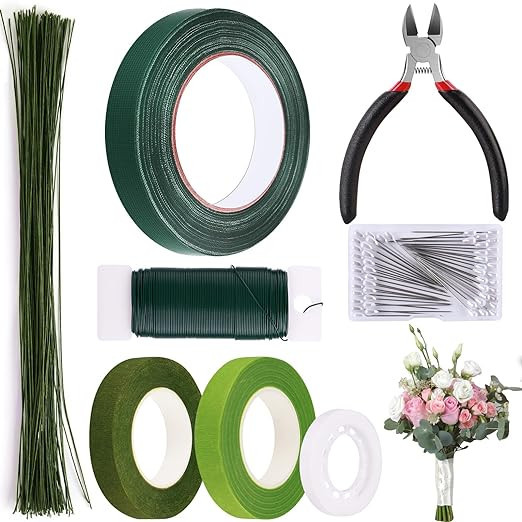 GLAMFIELDS Floral Arrangement Kit with Floral Tape, 26 Gauge Floral Stem Wire, 22 Gauge Floral Wi... | Amazon (US)