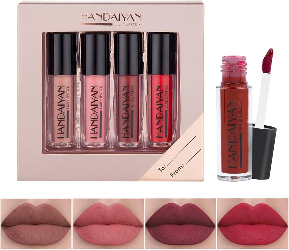 Zhiaek 4 Pezzi Set Rossetti Liquidi Matte Impermeabile Rossetto Matte Lunga Durata Opaco Set Luci... | Amazon (IT)