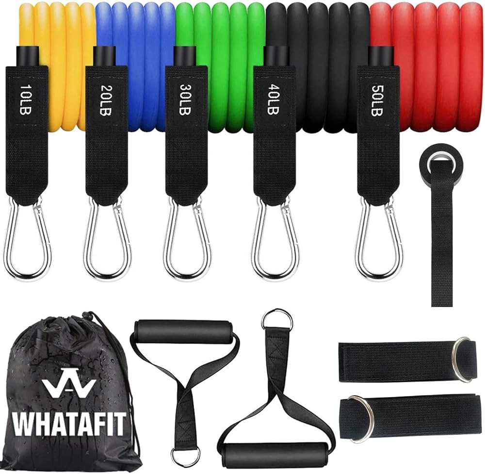 Whatafit Resistance Bands Set, Exercise Bands with Door Anchor, Handles, Carry Bag, Legs Ankle St... | Amazon (US)