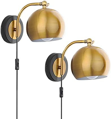 OYLYW Gold Wall sconces Plug in Lighting Fixture ,E26 Industrial Vintage Boho Adjustable Wall Lig... | Amazon (US)