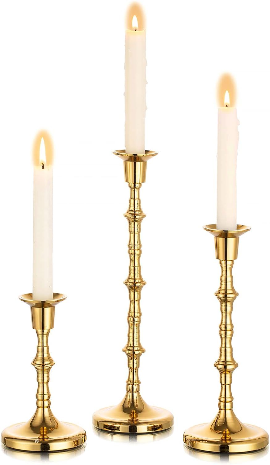 Nuptio Gold Candle Holders Taper Candlestick Holders Tall Thin Candle Sticks Candleholders Modern... | Amazon (US)