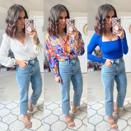 New shein finds!! Size small in all the tops 
Abercrombie jeans Tts 
Amazon sandals Tts 

#LTKstyletip #LTKSeasonal #LTKunder100