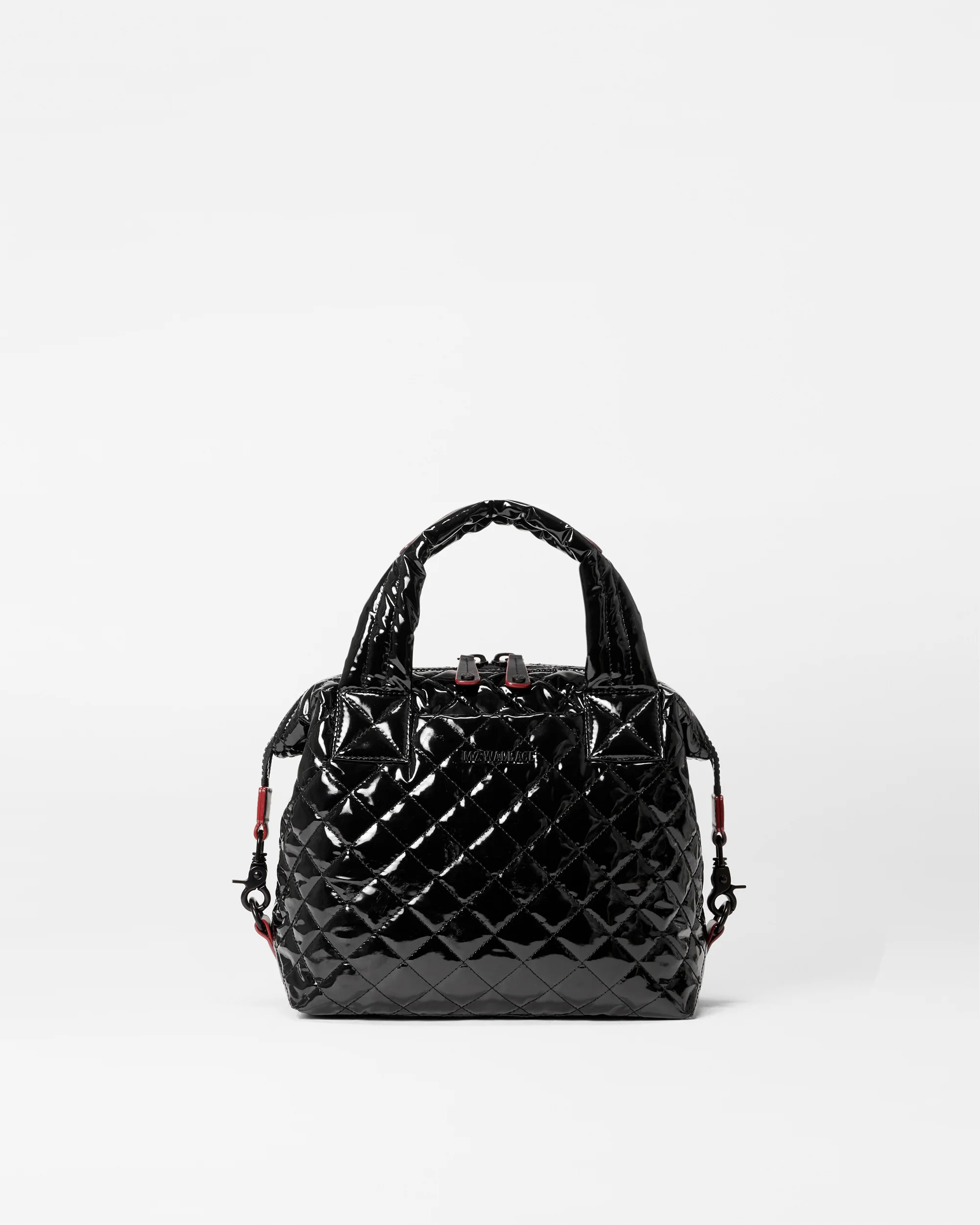 Small Sutton Deluxe Quilted Crossbody Bag in Black Lacquer | MZ Wallace | MZ Wallace