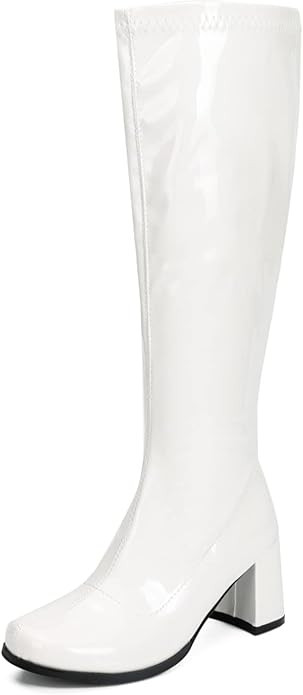 Women's Go Go Boots Over The Knee Block Heel Zipper Boot | Amazon (US)