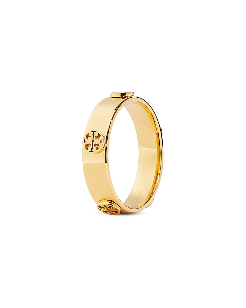 Tory Burch Miller Logo Studded Band Ring in 18K Gold Plated | Bloomingdale's (US)