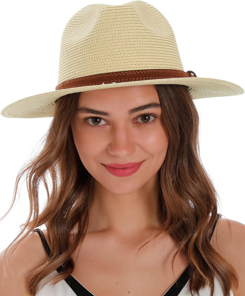 Simplicity Mens Women's Wide Brim Straw Panama Sun Hat | Amazon (US)
