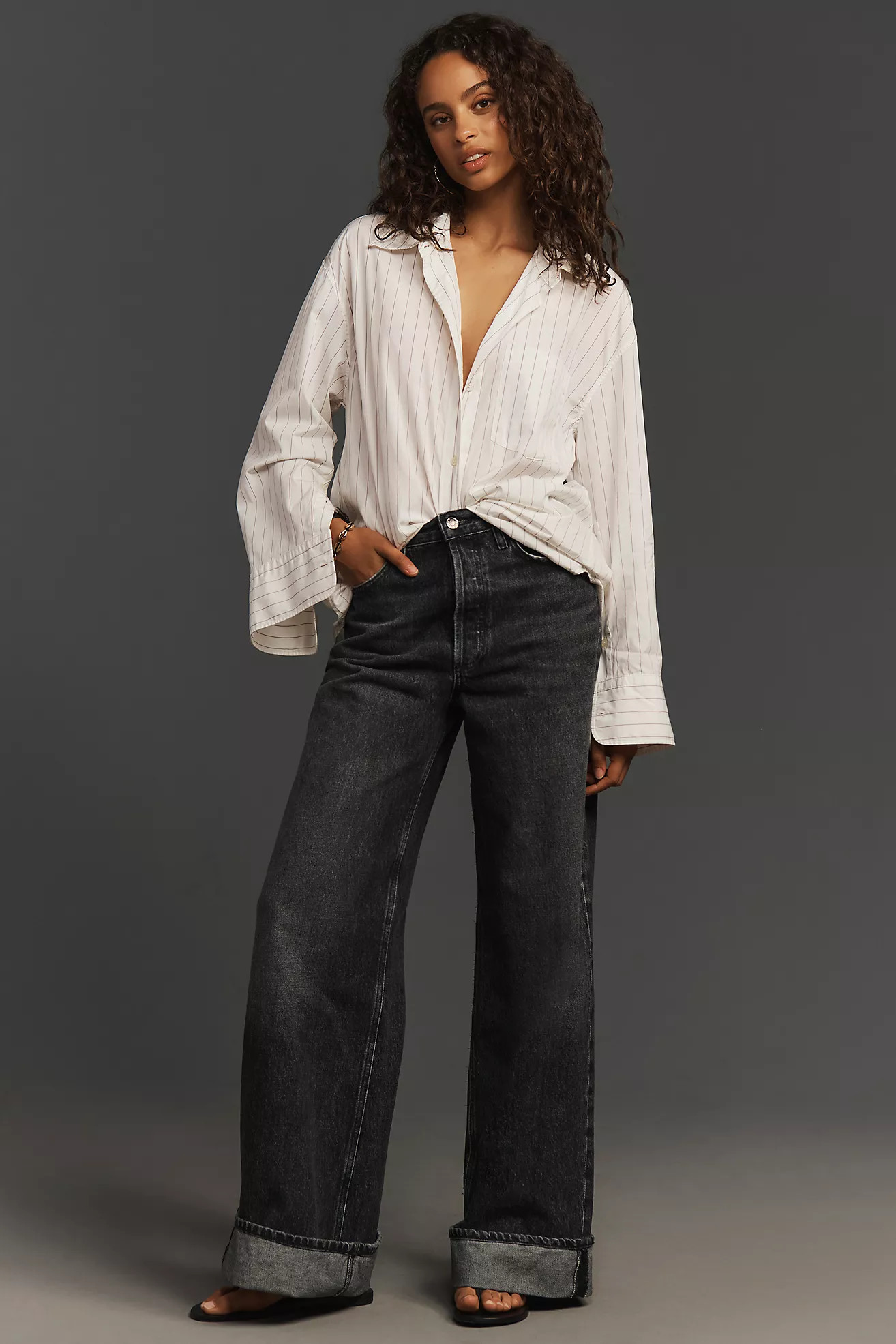 AGOLDE Dame High-Rise Cuffed Wide-Leg Jeans | Anthropologie (US)