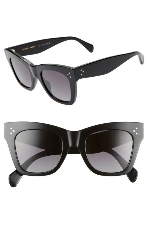 CELINE 50mm Polarized Square Sunglasses in Black/Grey Polar at Nordstrom | Nordstrom