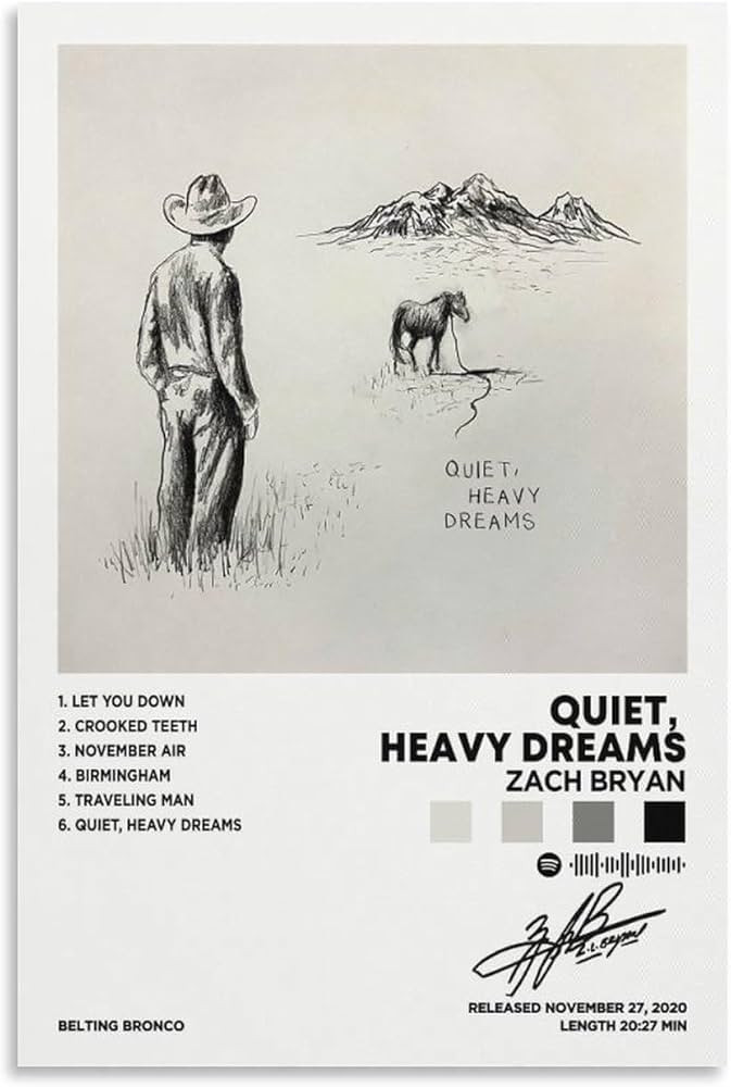Zach Poster Bryan Quiet, Heavy Dreams Album Cover Canvas Posters for Room Aesthetic Gift Unframe:... | Amazon (US)