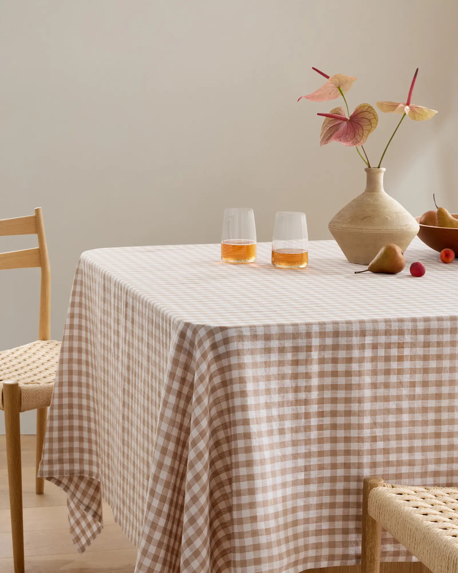 European Linen Gingham Tablecloth in Cafe | Quince