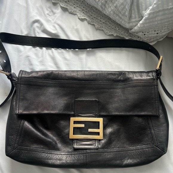 Fendi Black Leather Convertible Baguette Bag | Poshmark