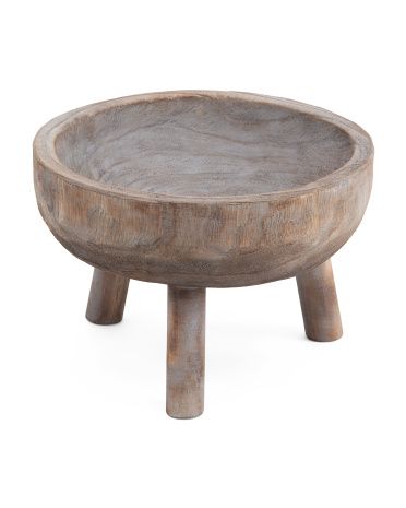 11in Wooden Bowl With Legs | TJ Maxx