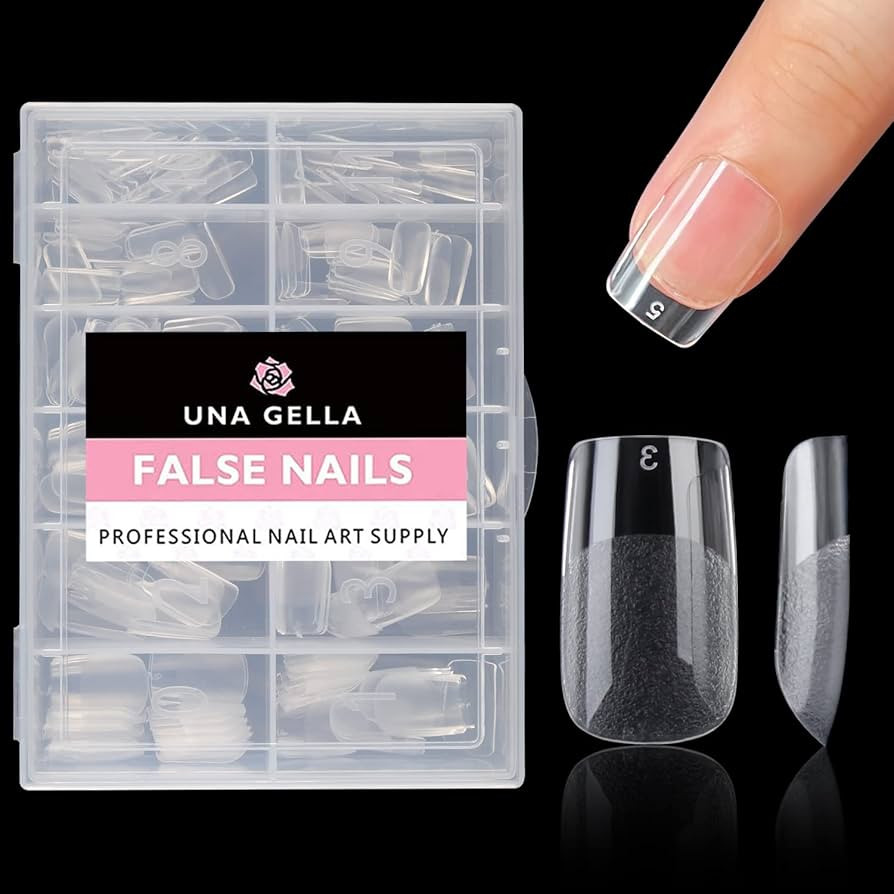 UNA GELLA 504PCS Short Nail Tips Square Shape Nail Extension Square Pre Etched Gel X Fake Nails T... | Amazon (US)