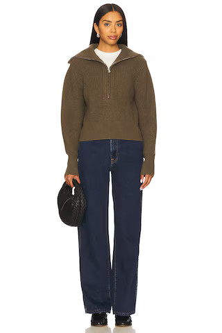 Maura Half Zip Rib Knit in Olive Night | Revolve Clothing (Global)