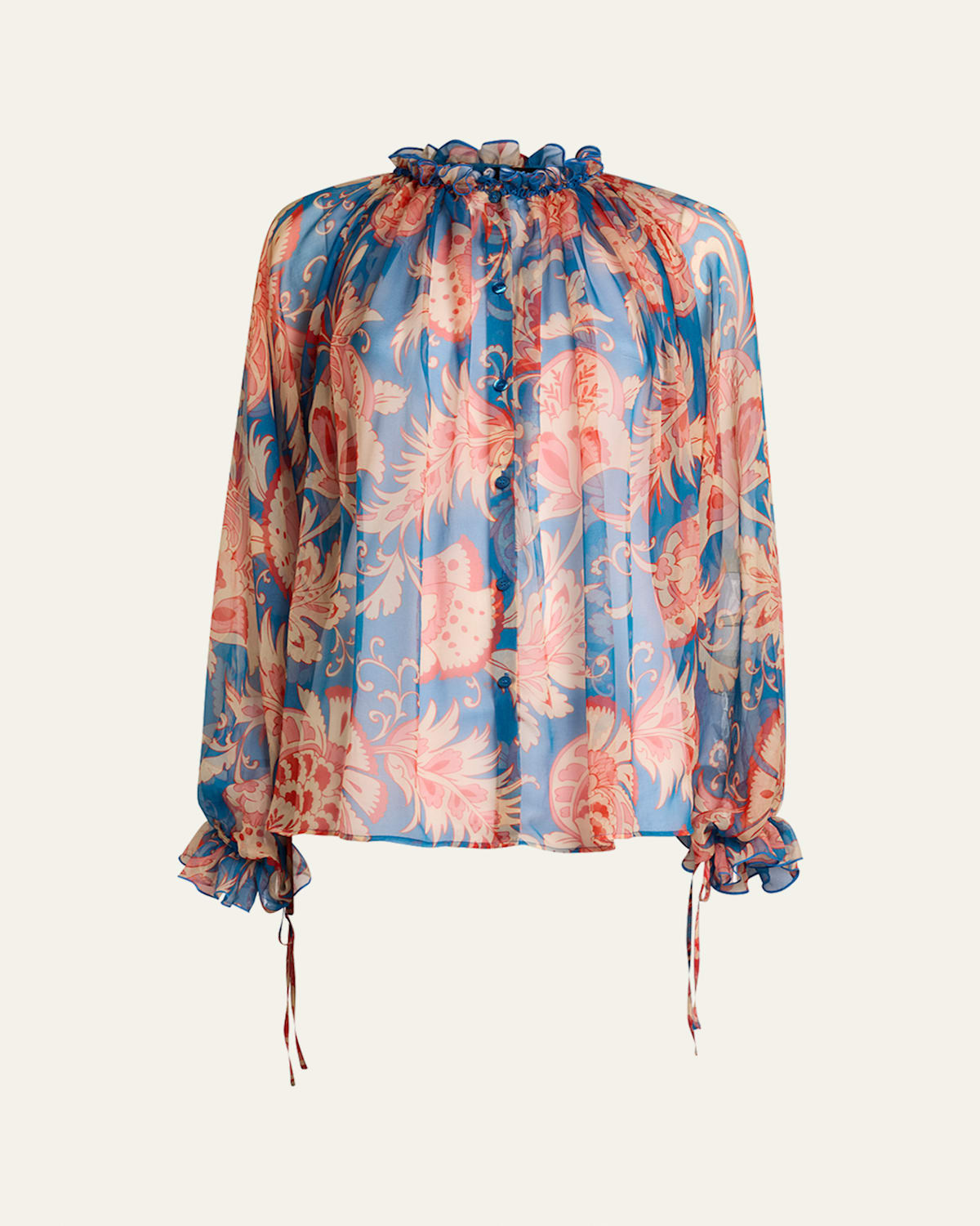Ruffled Button-Front Silk Blouse | Bergdorf Goodman