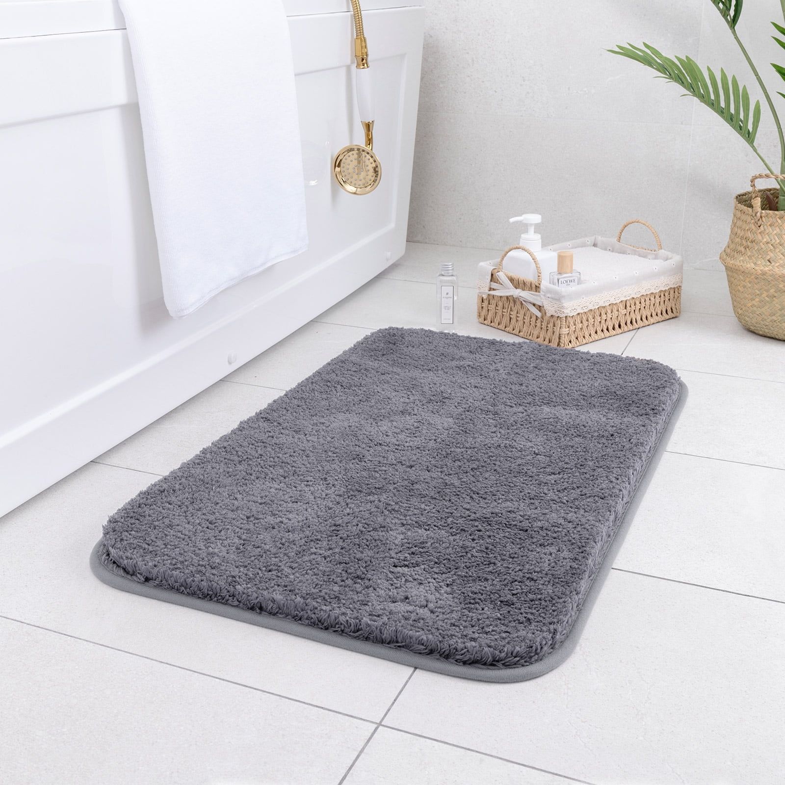 Carvapet Non-Slip Bathroom Rug Microfiber Soft Plush Bath Mat, 16"x 24", Dark Gray | Walmart (US)