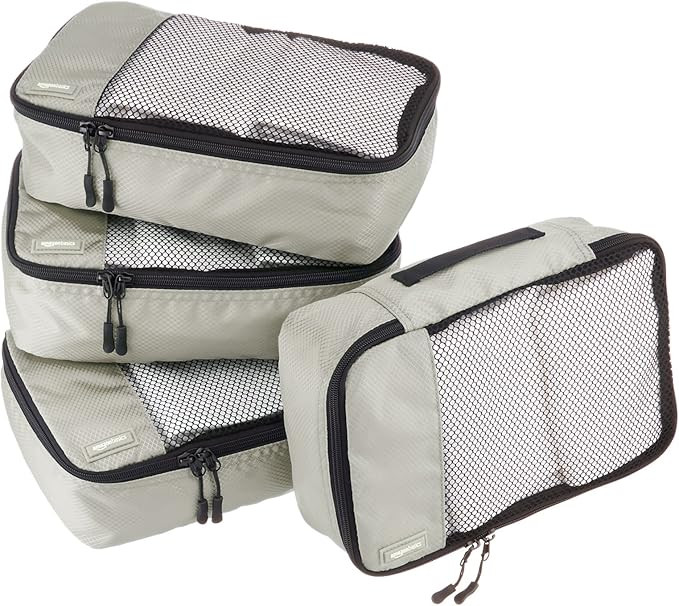 Amazon Basics Small Packing Travel Organizer Cubes Set, Gray - 4-Piece Set | Amazon (US)