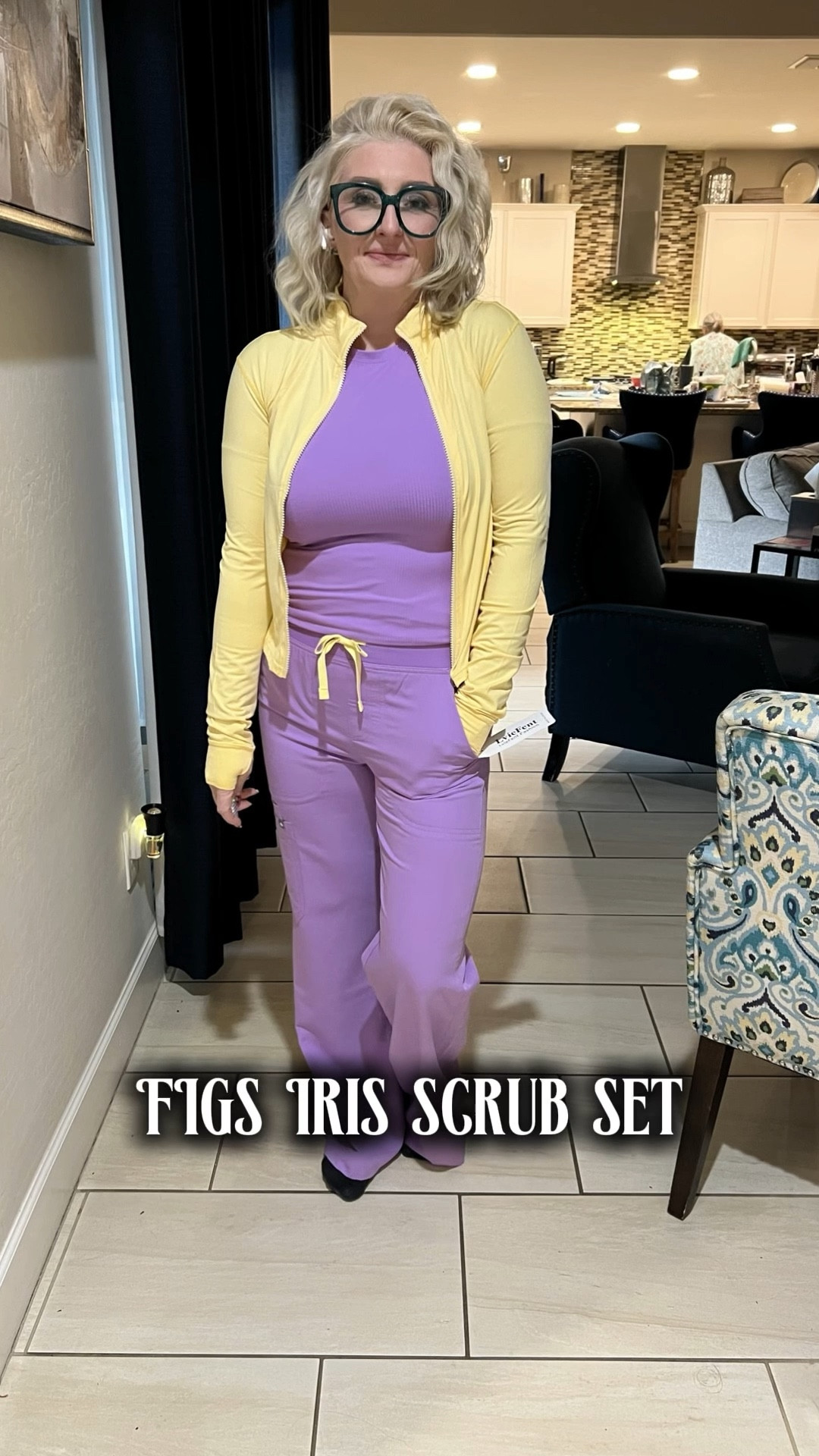 Work outfit today 💜

Lavender scrubs with a pop of yellow because clinics are always freezing.

I couldn’t link the exact scrubs, but I added very similar options from Amazon in my LTK.
